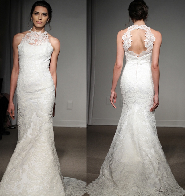 Кружевное платье силуэта рыбка с полуоткрытой спиной